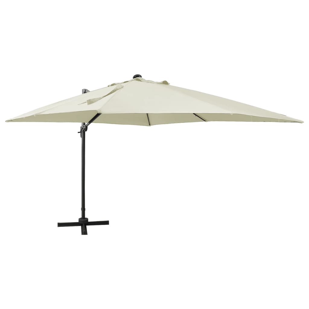 Cantilever Garden Parasol with Pole and LED Lights Sand 300 cm