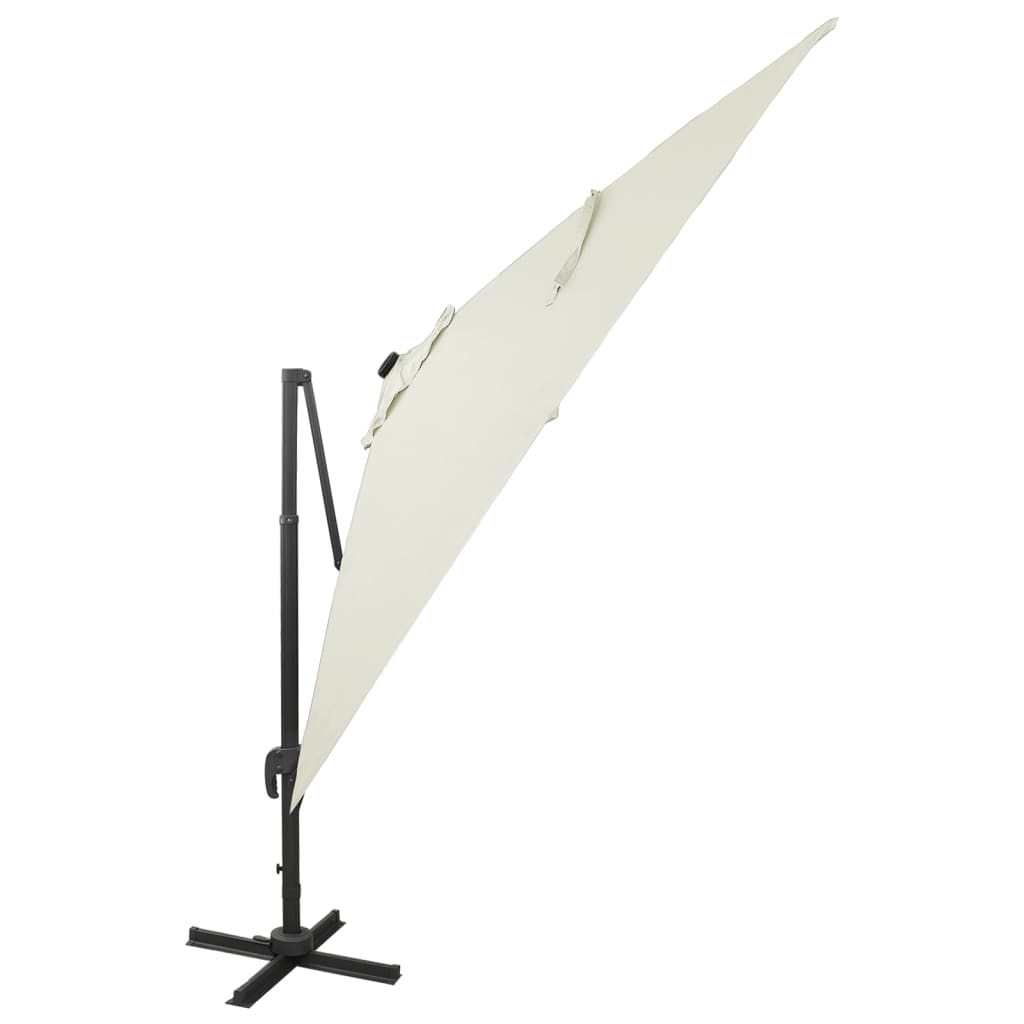 Cantilever Garden Parasol with Pole and LED Lights Sand 300 cm