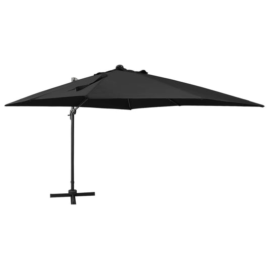 Cantilever Garden Parasol with Pole and LED Lights Black 300 cm