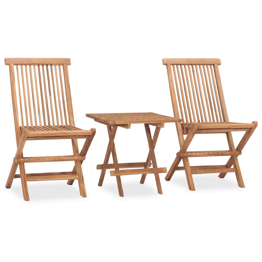 3 Piece Folding Outdoor Dining Set Solid Teak Wood