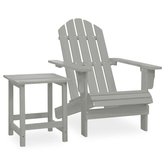 Garden Adirondack Chair with Table Solid Fir Wood Grey