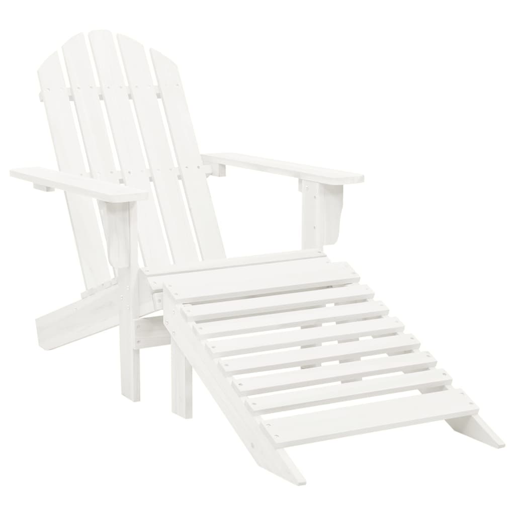 Garden Adirondack Chair with Ottoman&Table Solid Fir Wood White