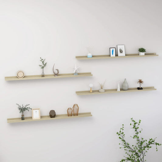 Wall Shelves 4 pcs Sonoma Oak 115x9x3 cm