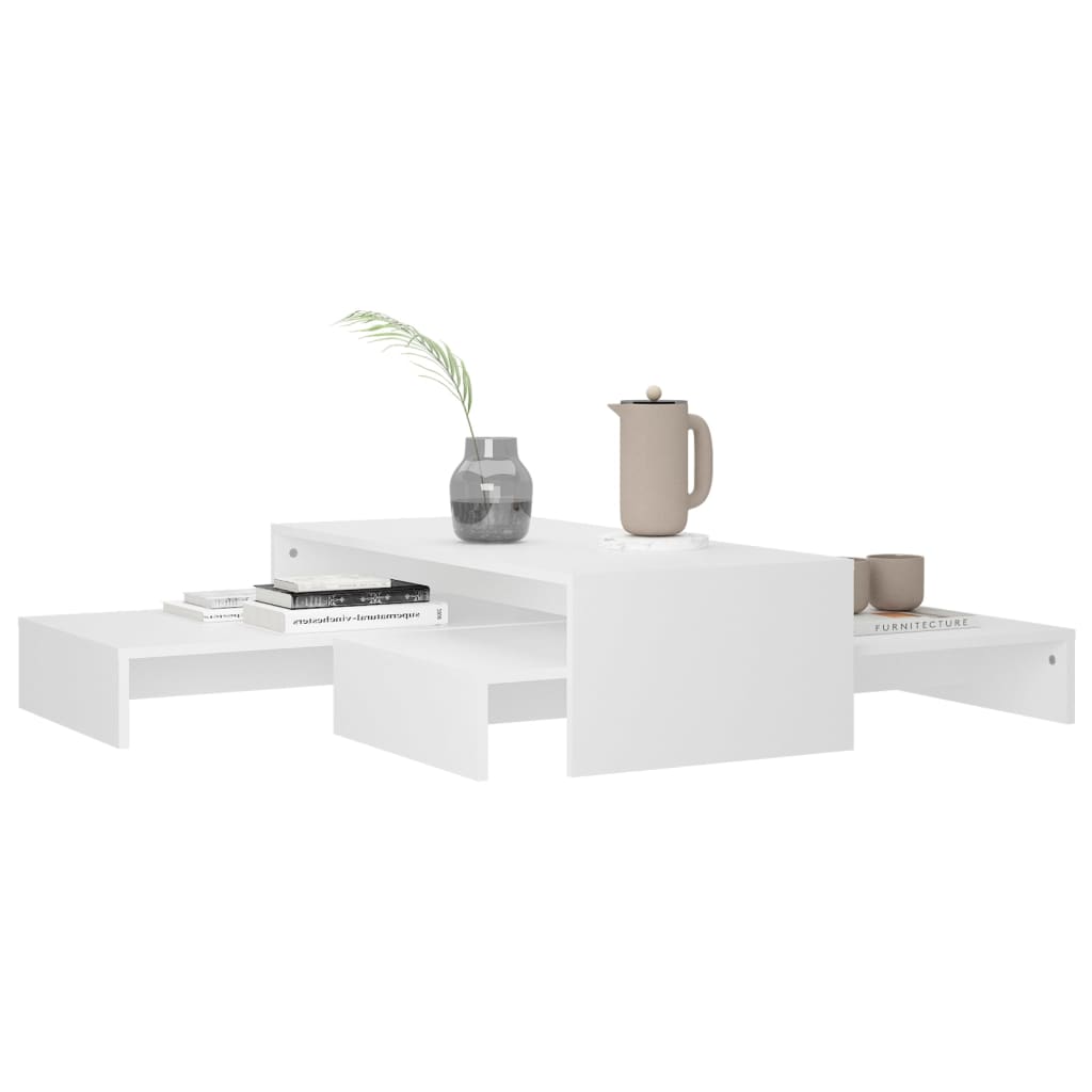 Nesting Coffee Table Set White 100x100x26.5 cm Engineered Wood