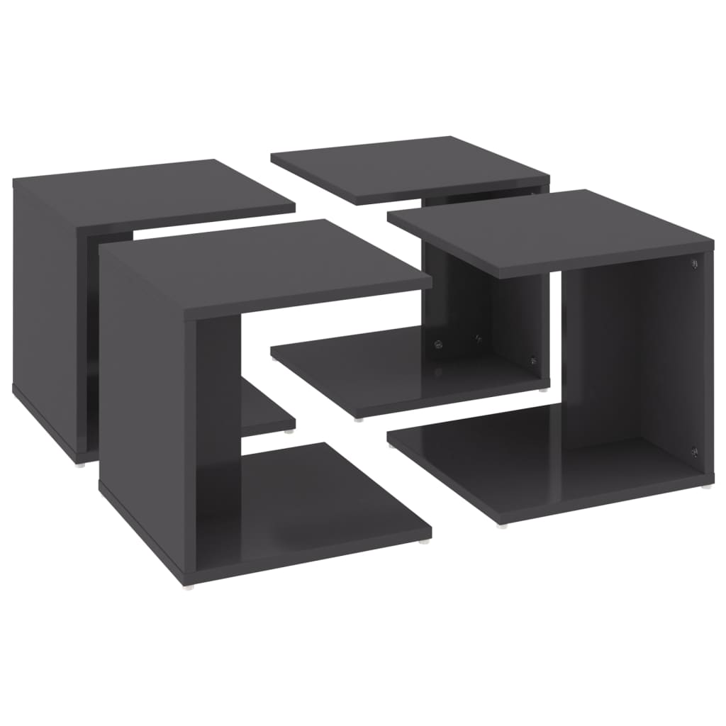 Coffee Tables 4 pcs High Gloss Grey 33x33x33 cm Engineered Wood