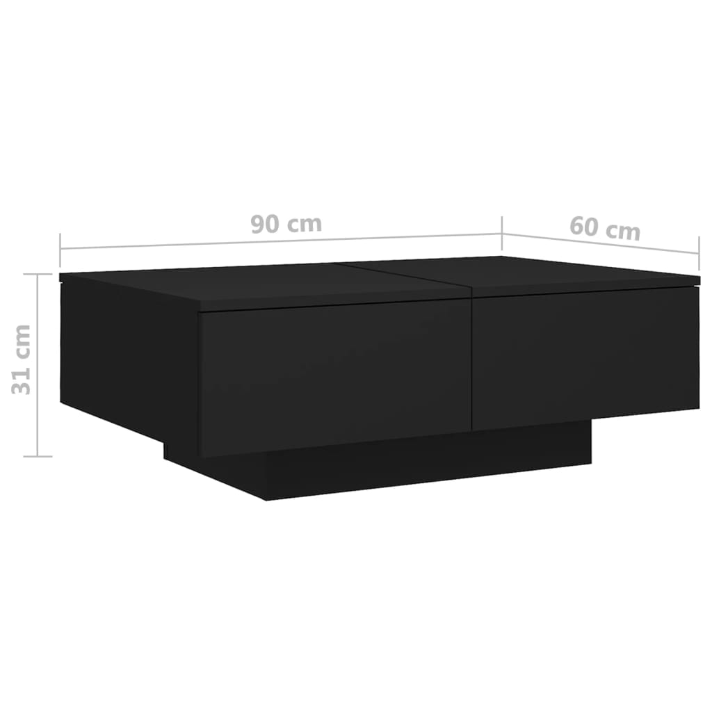 Coffee Table Black 90x60x31 cm Engineered Wood