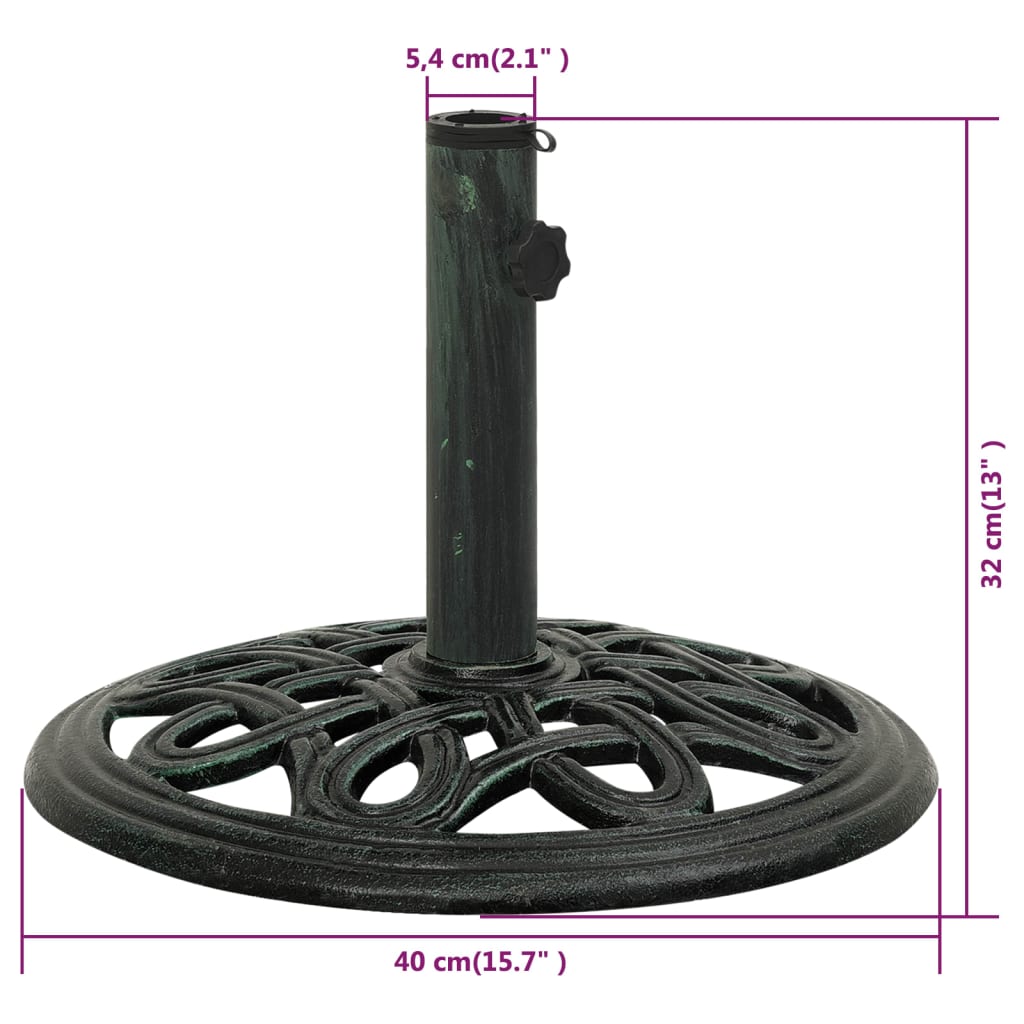 Umbrella Base Green 40x40x32 cm Cast Iron