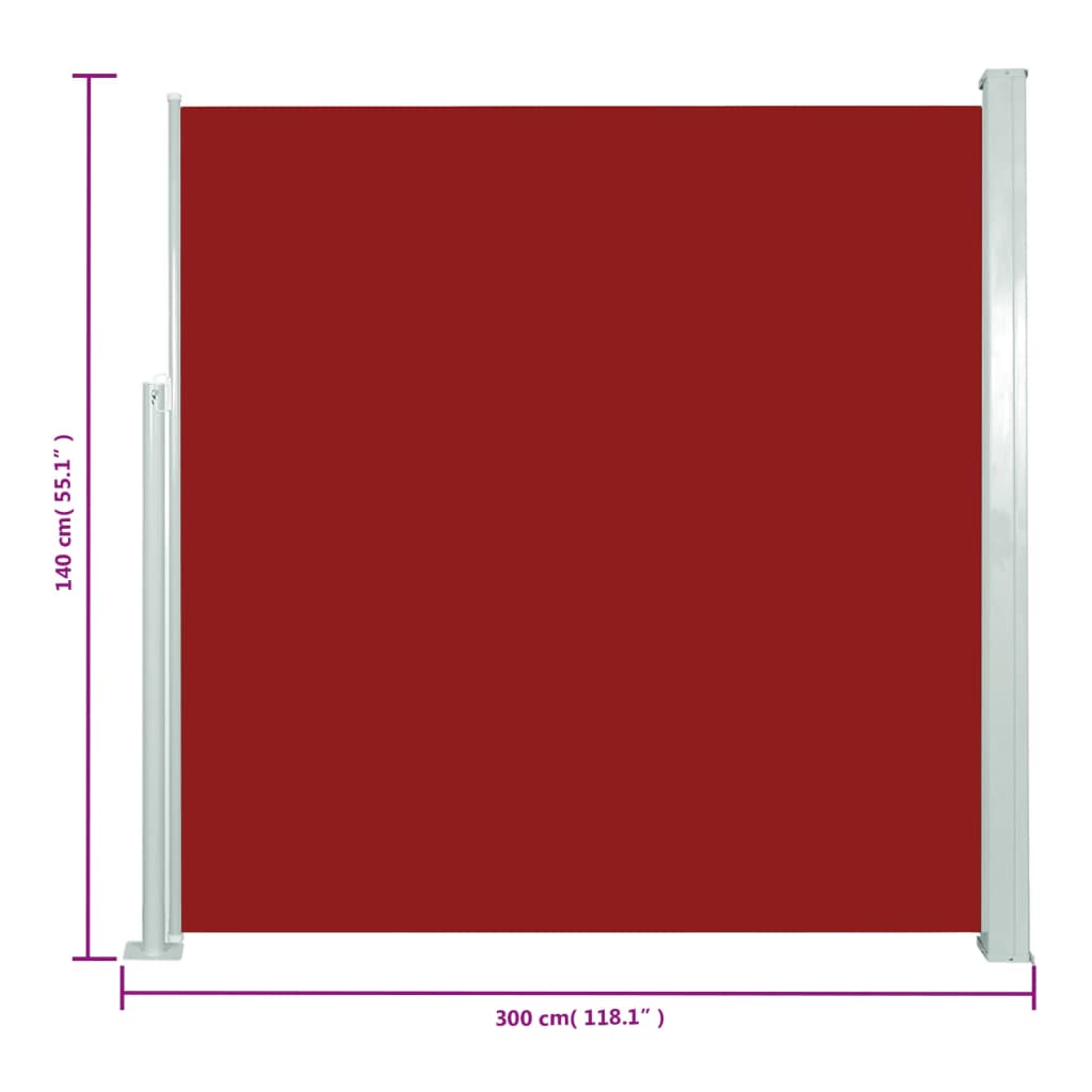 Patio Retractable Side Awning 140x300 cm Red