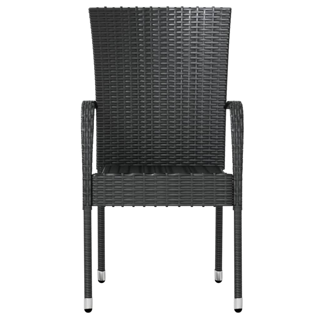 3 Piece Garden Dining Set Poly Rattan Black