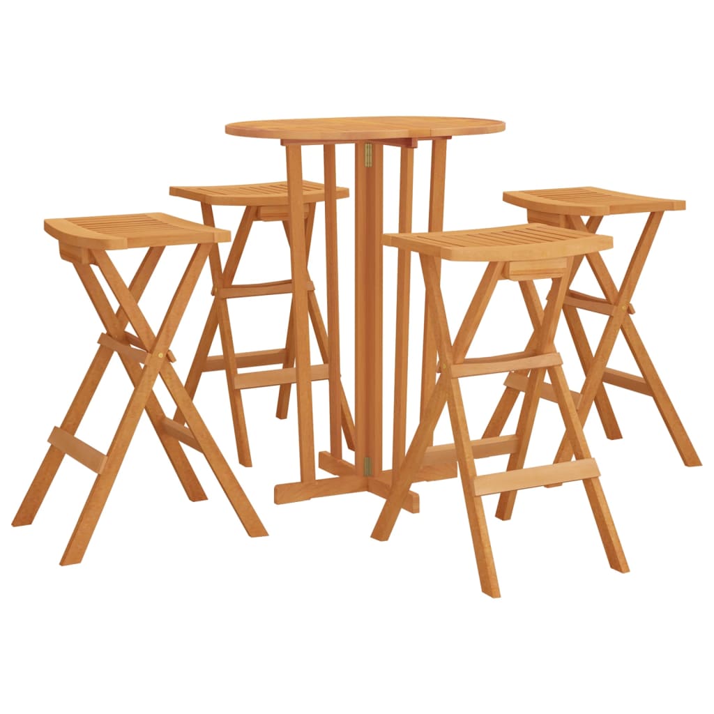 5 Piece Folding Bar Set Solid Wood Teak