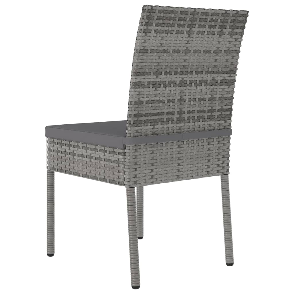 3 Piece Outdoor Dining Set with Cushions Poly Rattan Grey