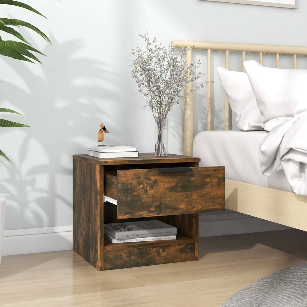 Bedside Cabinets 2 pcs Smoked Oak Engineered Wood