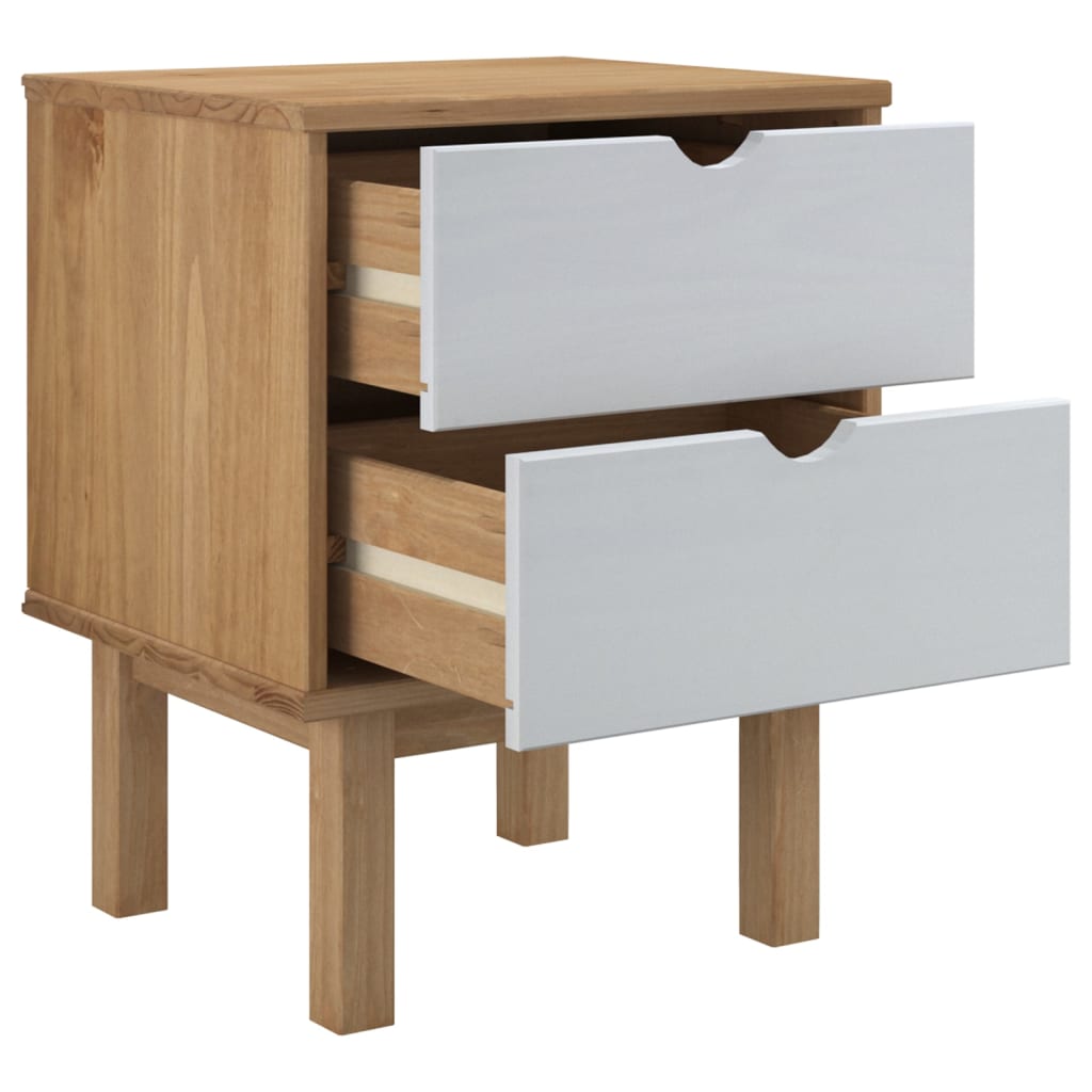 Bedside Cabinet OTTA Brown&White 46x39.5x57cm Solid Wood Pine