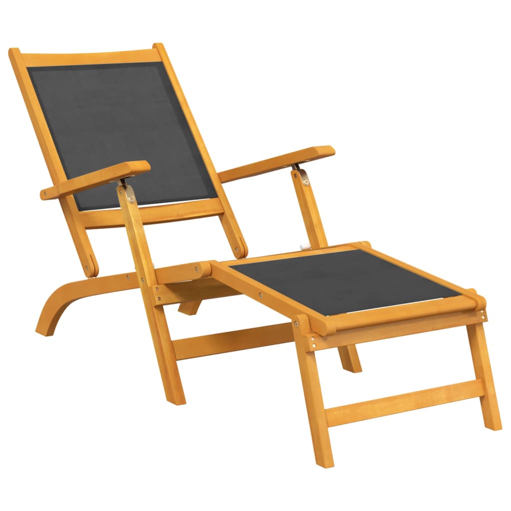 Outdoor Deck Chairs 2 pcs Solid Wood Acacia and Textilene