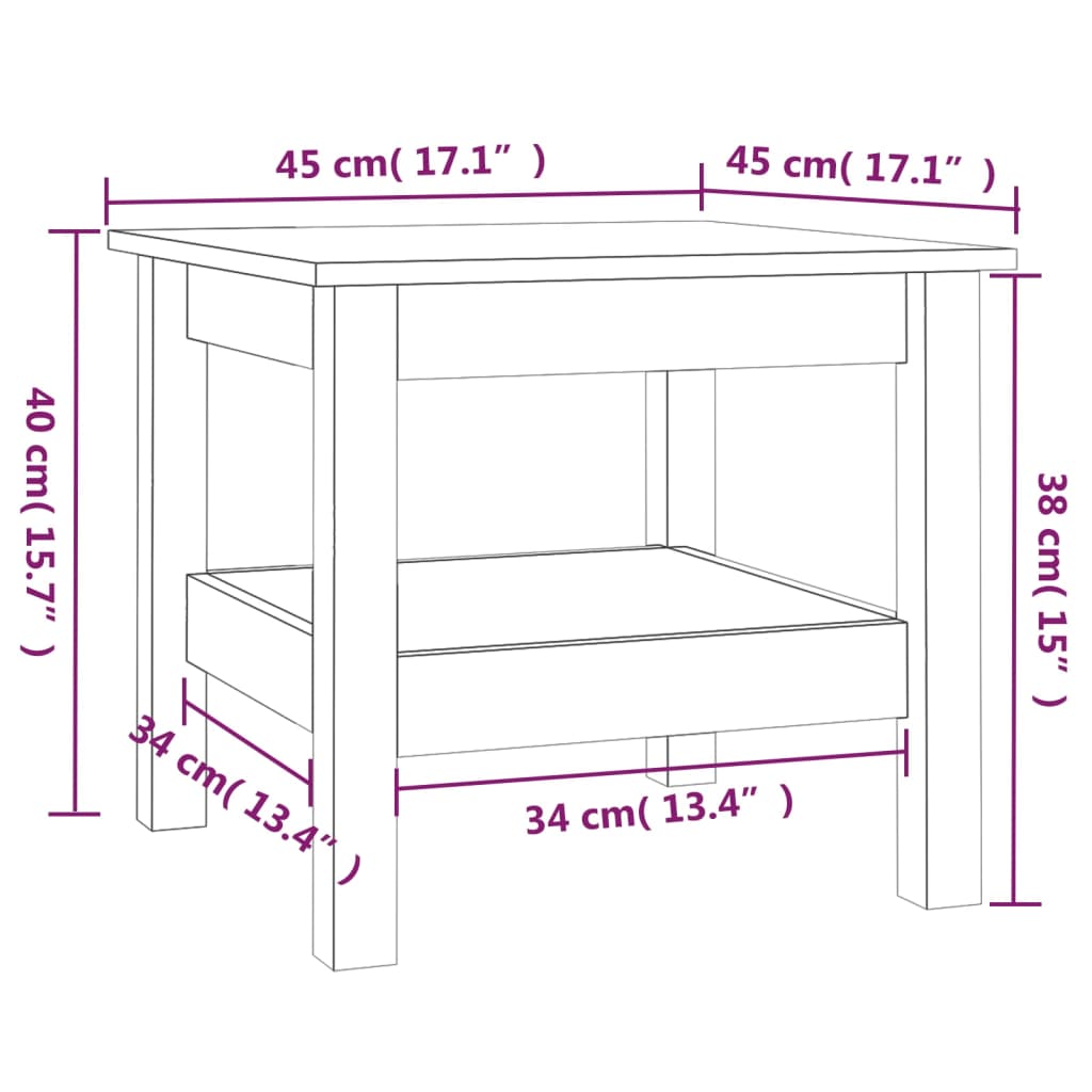 Coffee Table Honey Brown 45x45x40 cm Solid Wood Pine