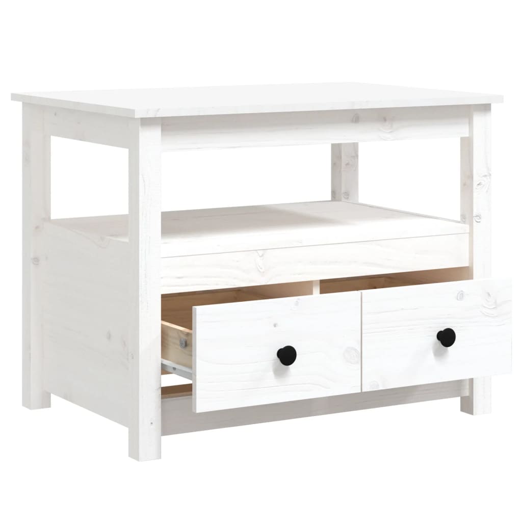 Coffee Table White 71x49x55 cm Solid Wood Pine