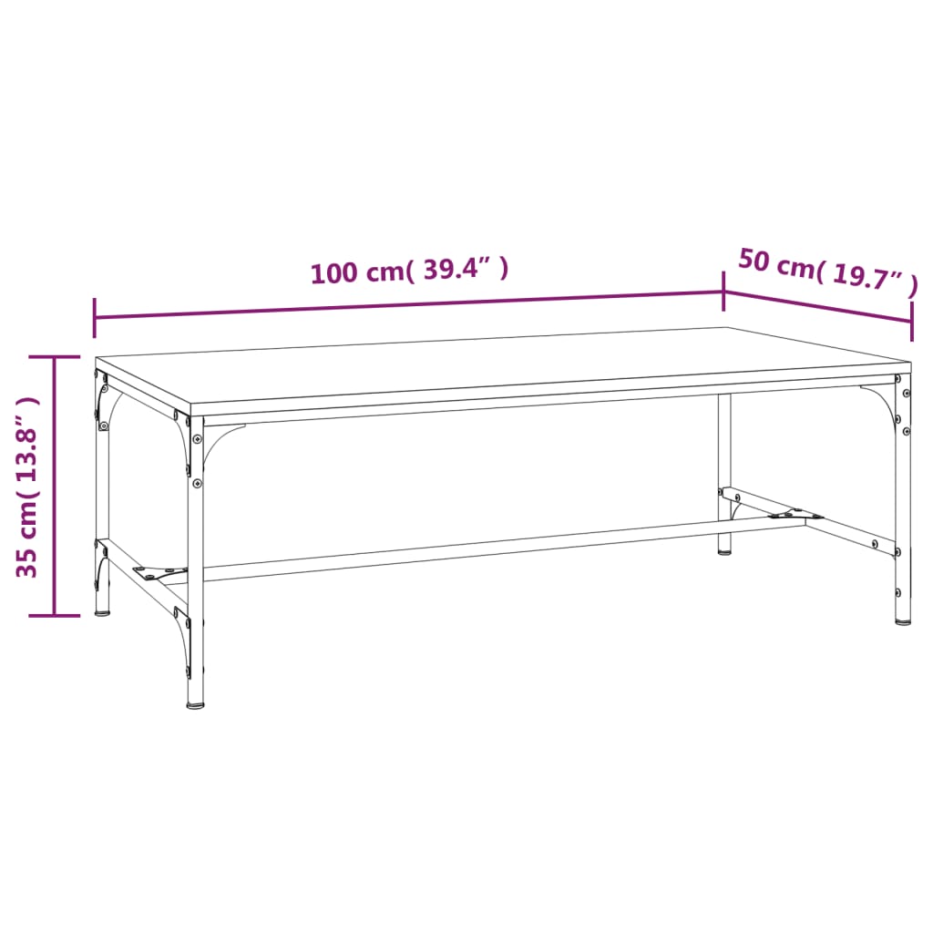 Coffee Table Sonoma Oak 100x50x35 cm Engineered Wood