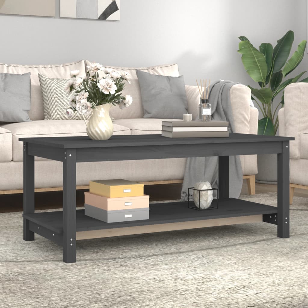 Coffee Table Grey 110x55x45 cm Solid Wood Pine