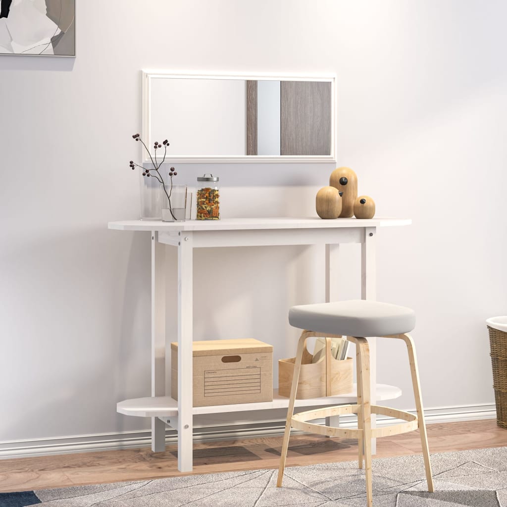 Console Table White 110x40x80 cm Solid Wood Pine