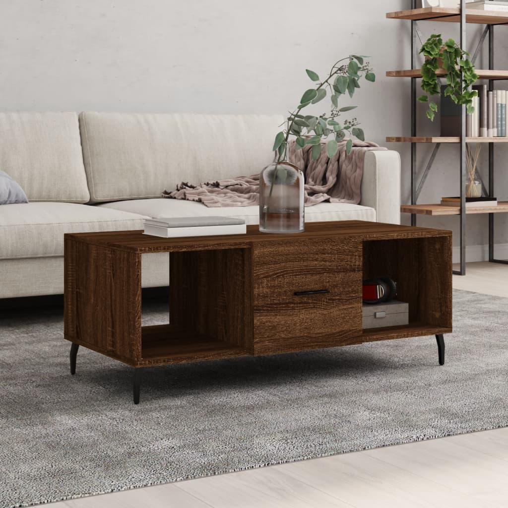 Coffee Table Brown Oak 102x50x40 cm Engineered Wood