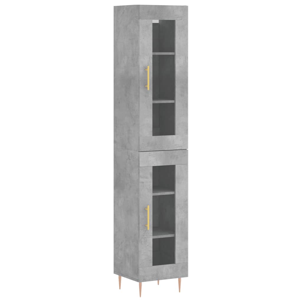 Highboard Concrete Grey 34.5x34x180 cm Engineered Wood