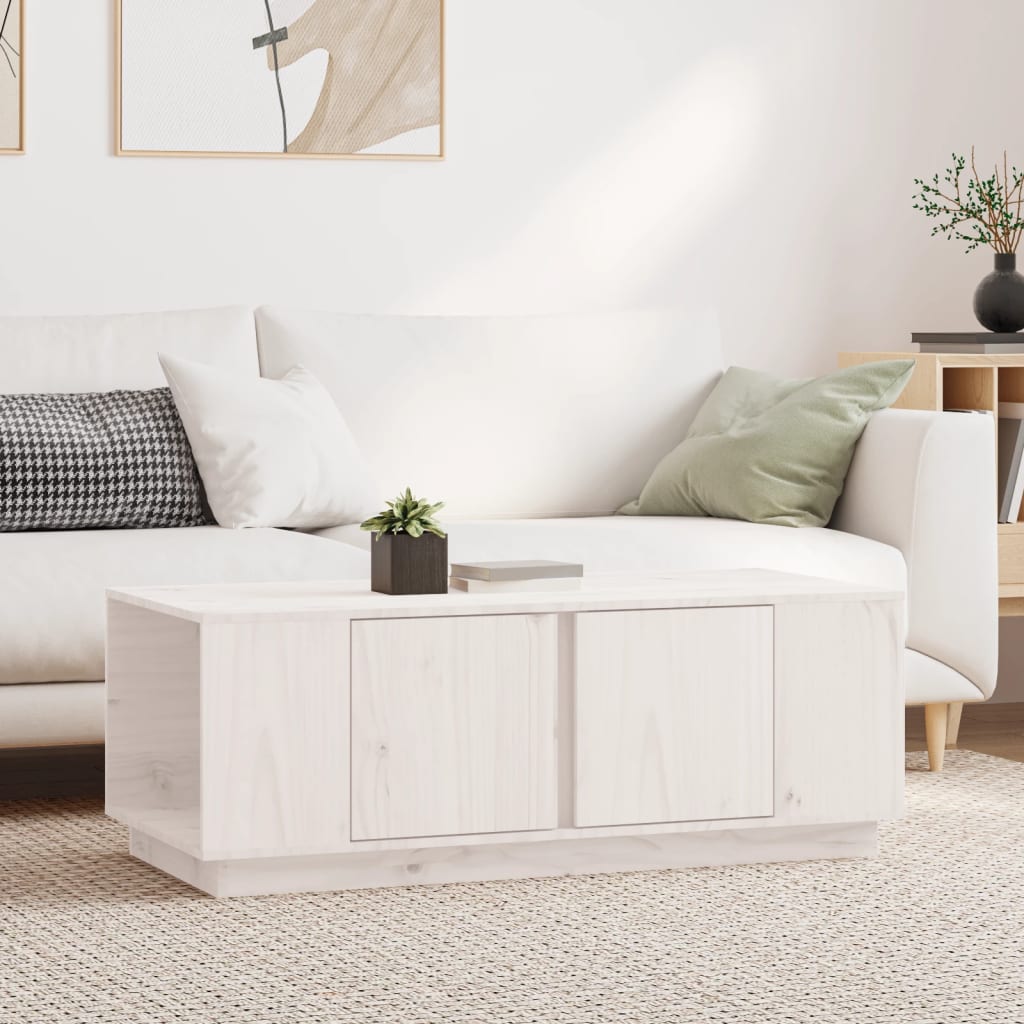 Coffee Table White 110x50x40 cm Solid Wood Pine