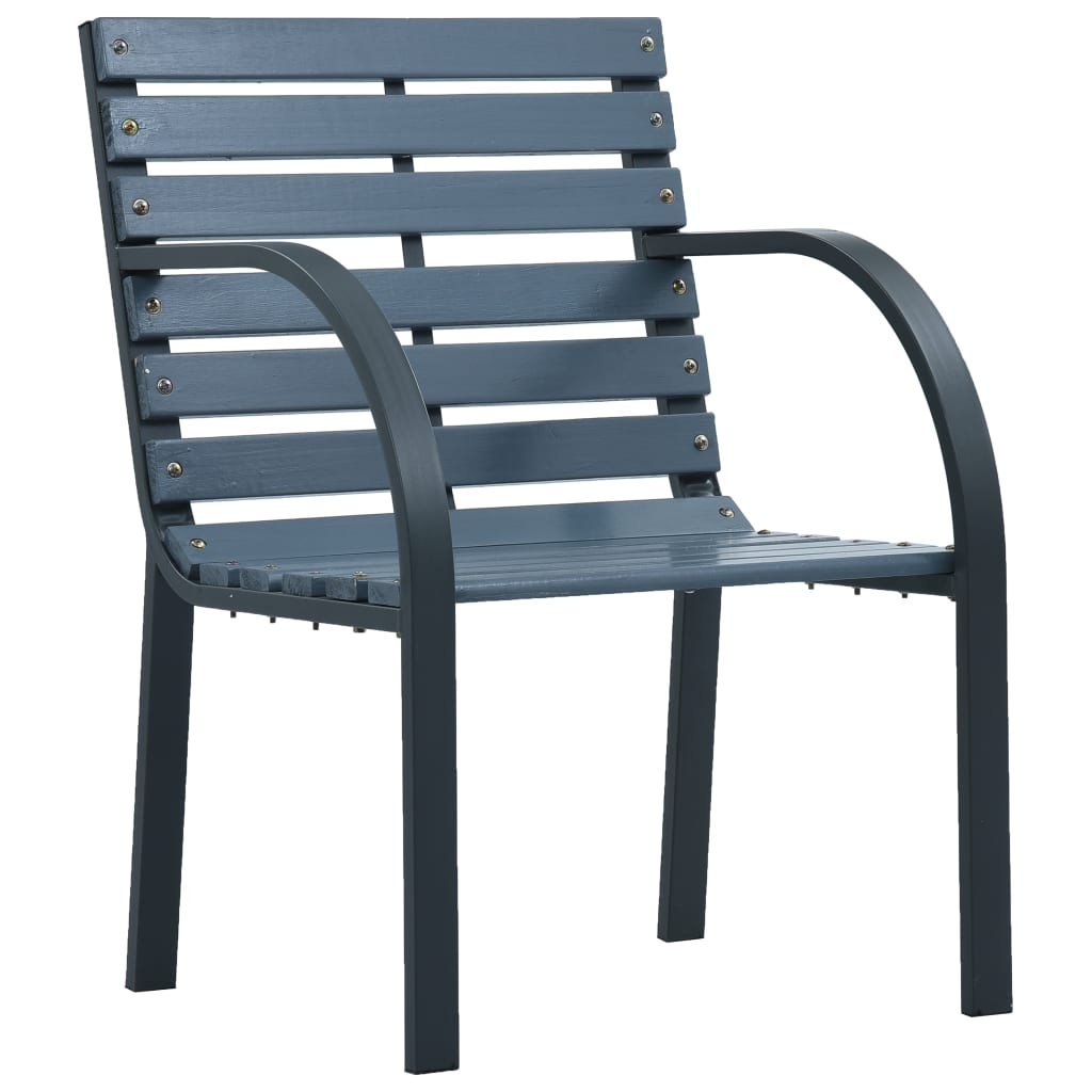 Garden Chairs 2 pcs Grey Solid Wood Fir and Powder-coated Steel