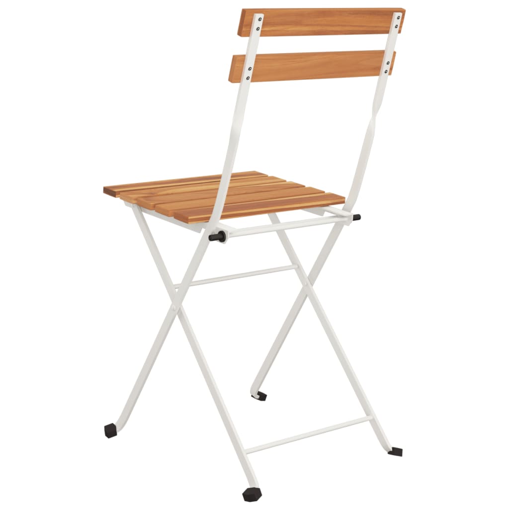 Folding Bistro Chairs 8 pcs Solid Wood Acacia and Steel