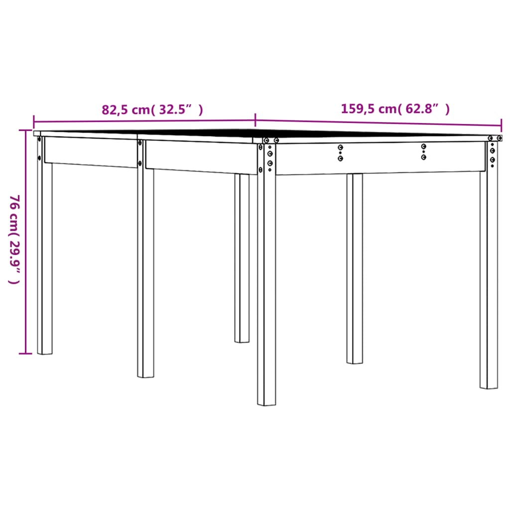 Garden Table Honey Brown 159.5x82.5x76 cm Solid Wood Pine