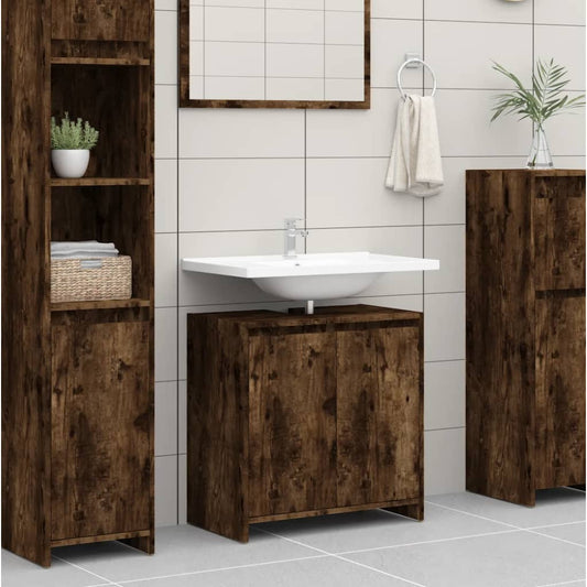 Bathroom Cabinet Smoked Oak 60x33x61 cm Engineered Wood