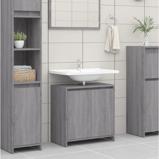 Bathroom Cabinet Grey Sonoma 60x33x61 cm Engineered Wood