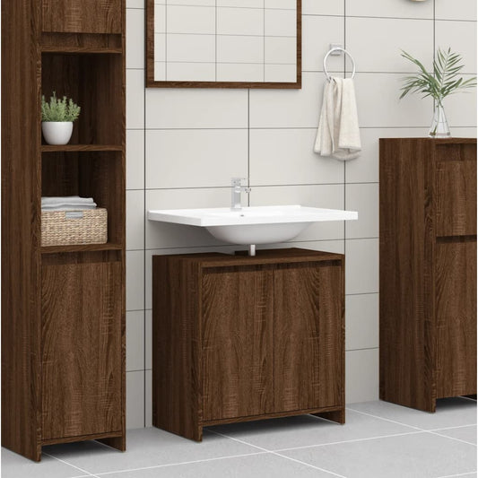 Bathroom Cabinet Brown Oak 60x33x61 cm Engineered Wood