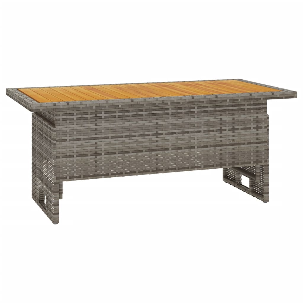 Garden Table Grey 100x50x43/63 cm Solid Wood Acacia&Poly Rattan