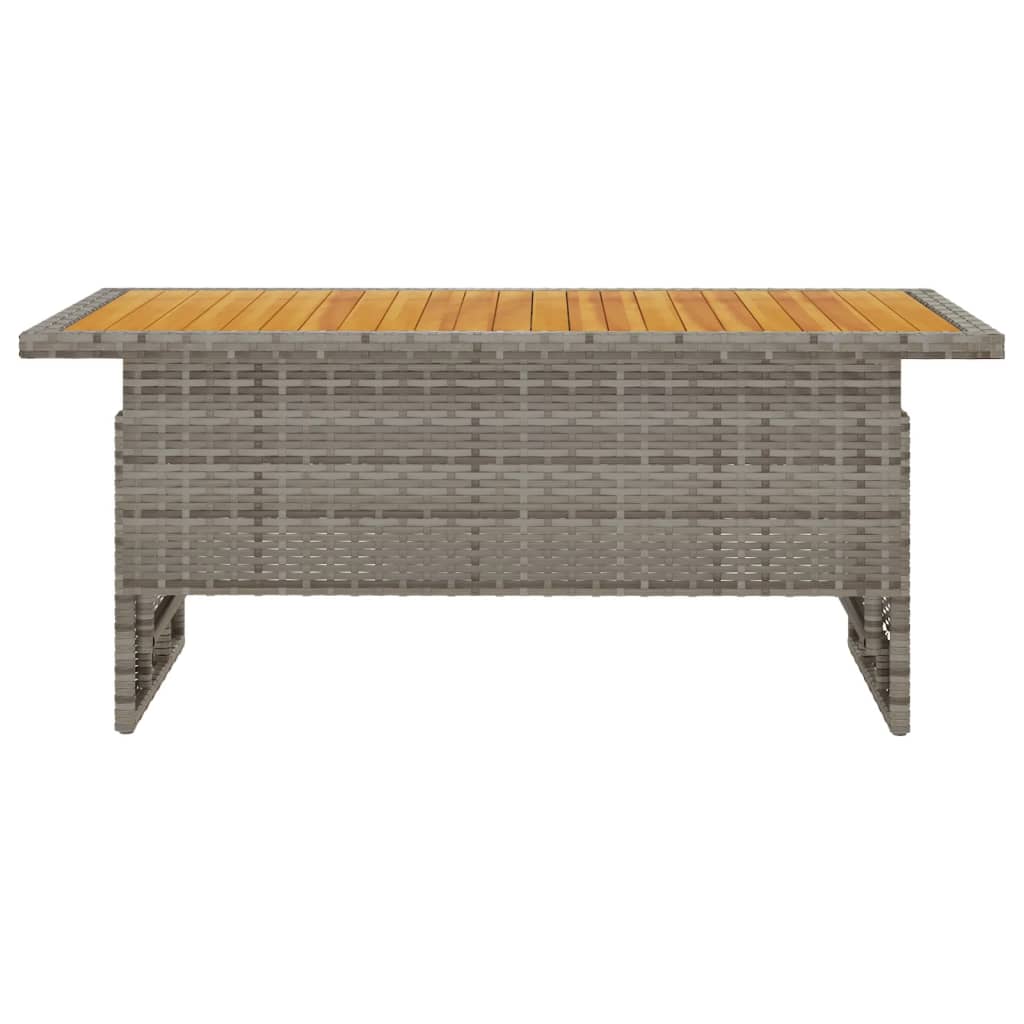 Garden Table Grey 100x50x43/63 cm Solid Wood Acacia&Poly Rattan