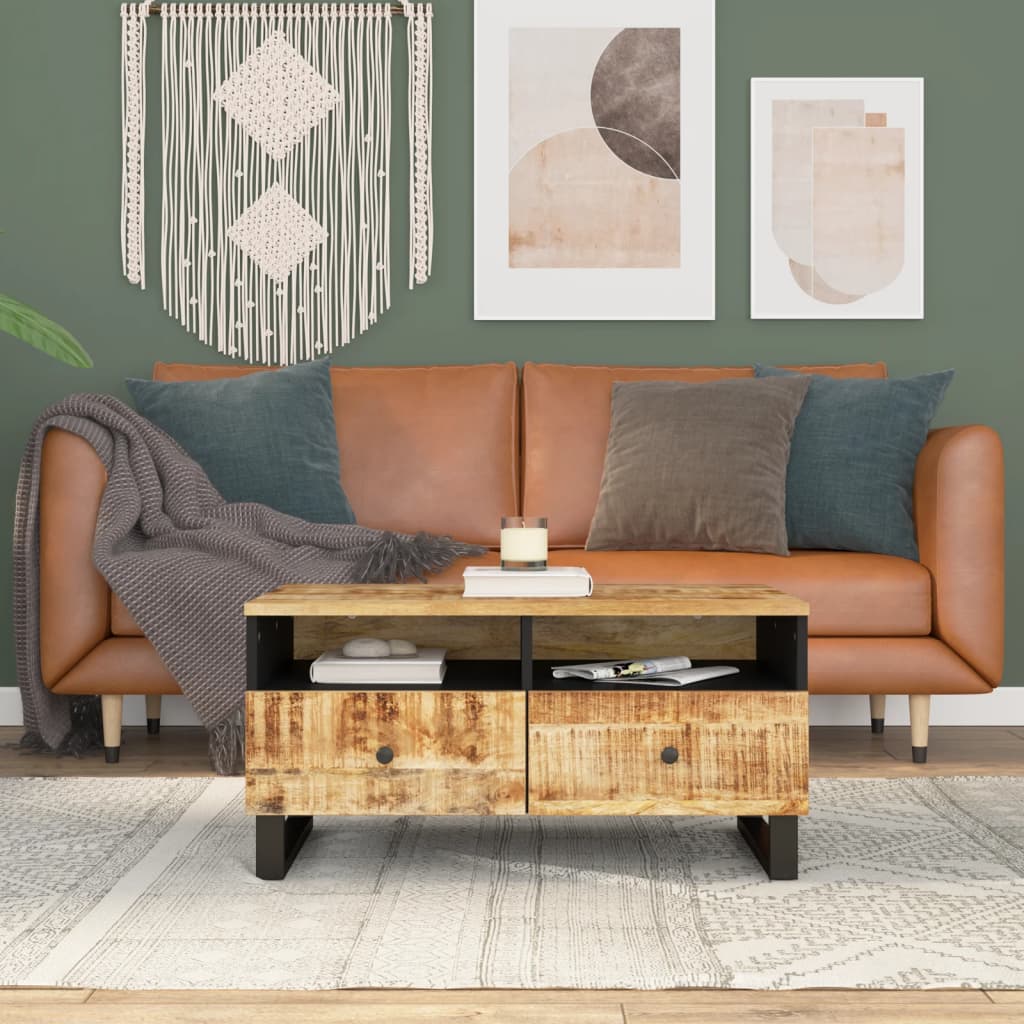 Coffee Table 80x54x40 cm Solid Wood Mango&Engineered Wood