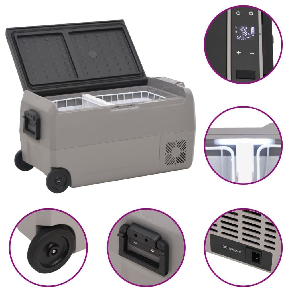 Cool Box with Wheel and Handle Black&Grey 50 L PP&PE
