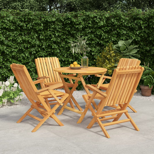 5 Piece Garden Dining Set Solid Wood Teak