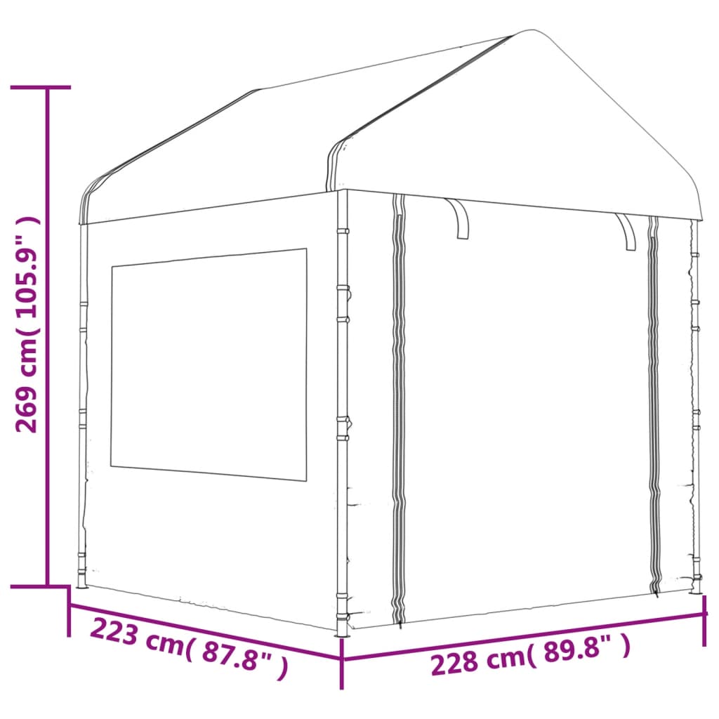 Gazebo with Roof White 8.92x2.28x2.69 m Polyethylene