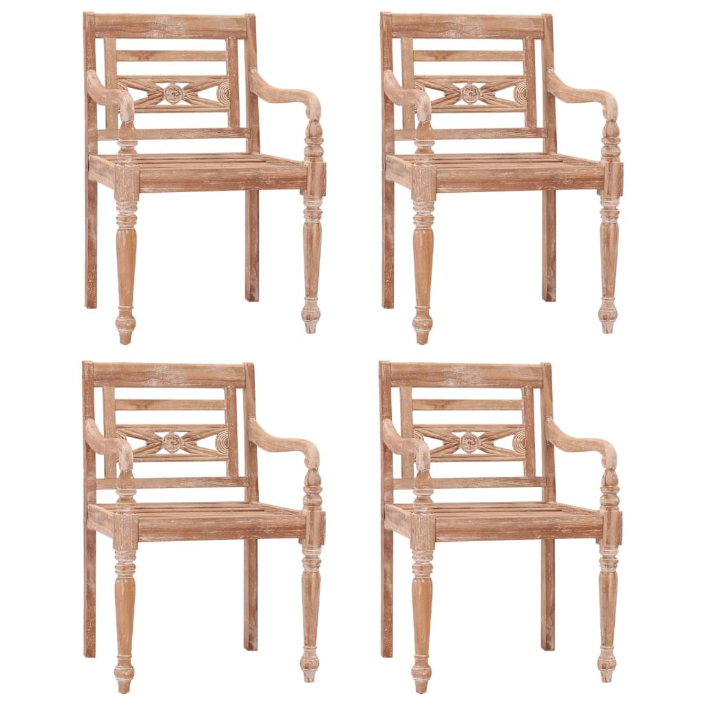 Batavia Chairs 4 pcs White Wash Solid Wood Teak