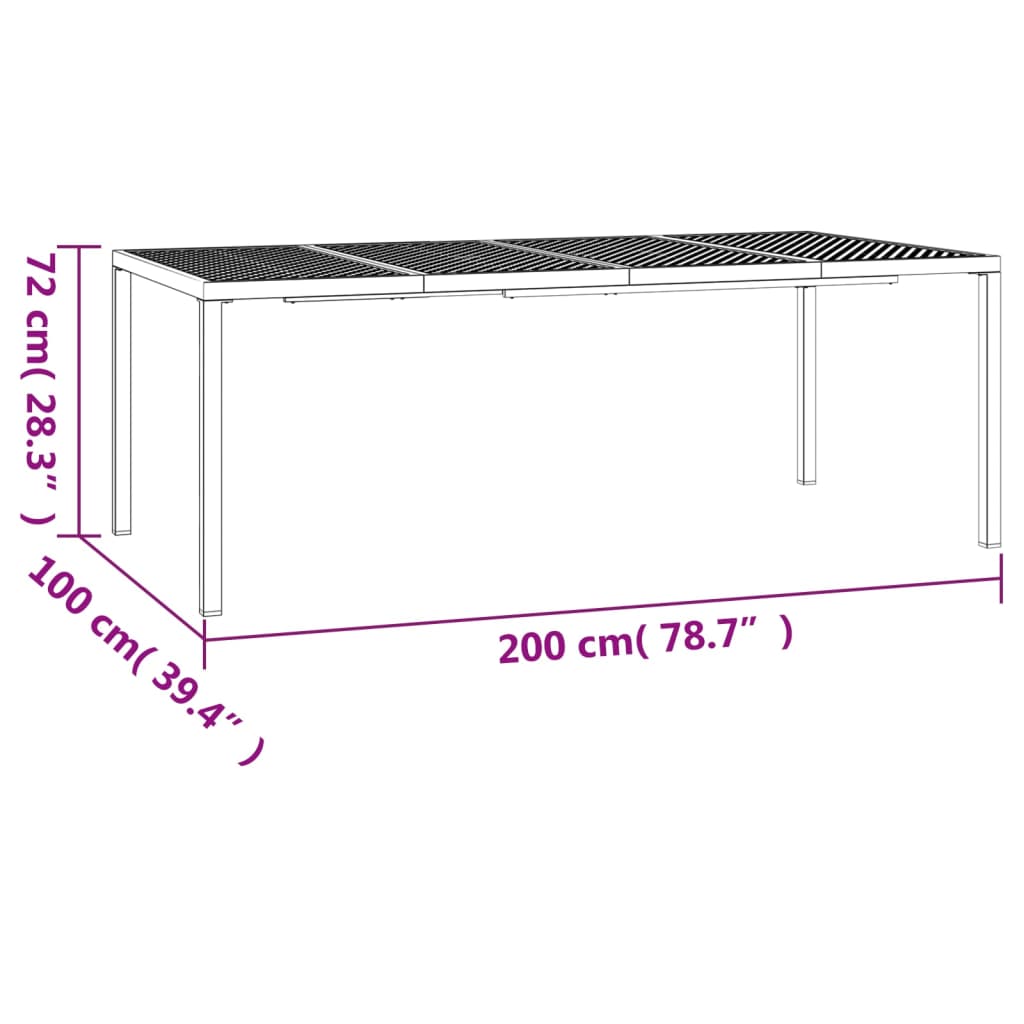 Garden Table Anthracite 200x100x72 cm Steel