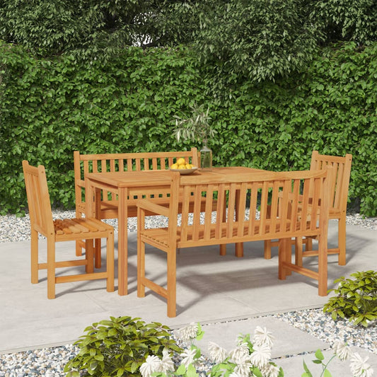 5 Piece Garden Dining Set Solid Wood Teak