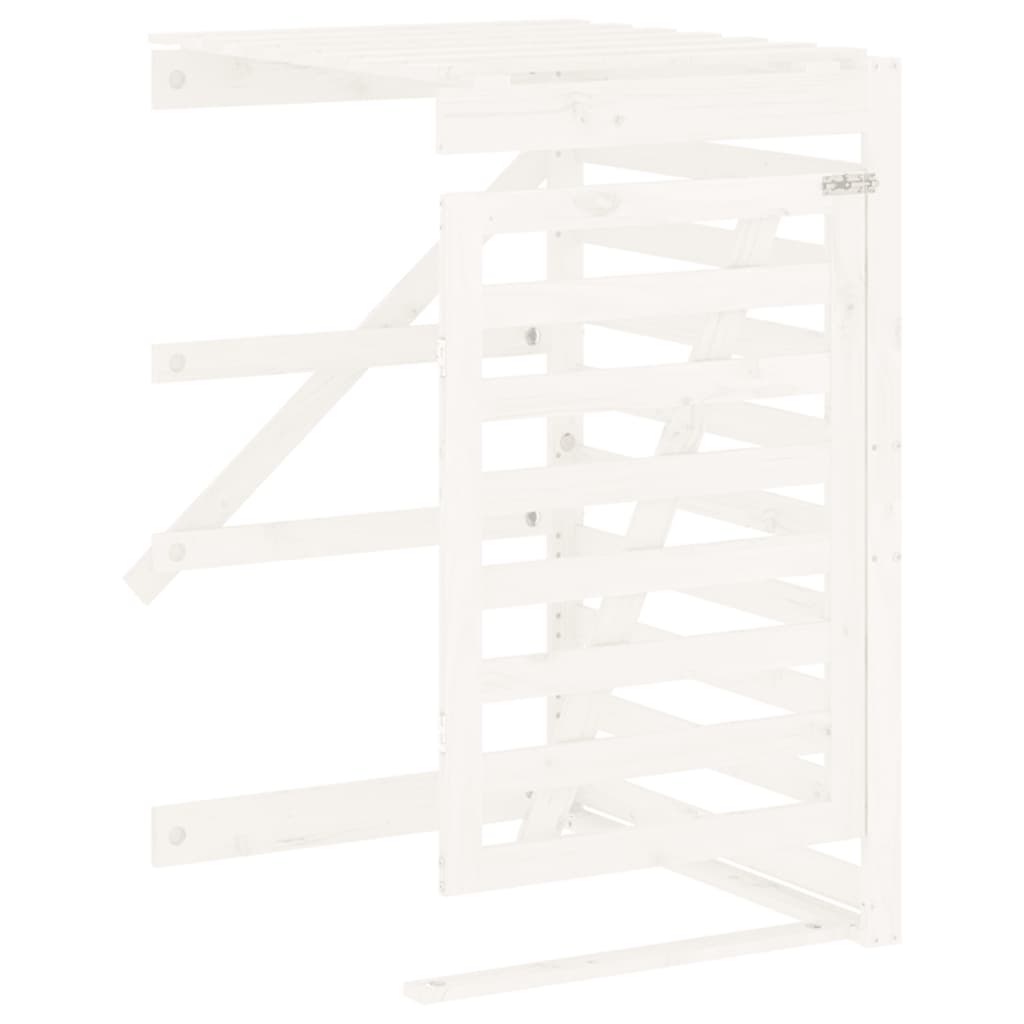 Double Wheelie Bin Storage White Solid Wood Pine