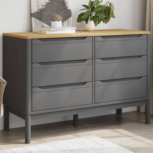 Chest of Drawers FLORO Grey Solid Wood Pine