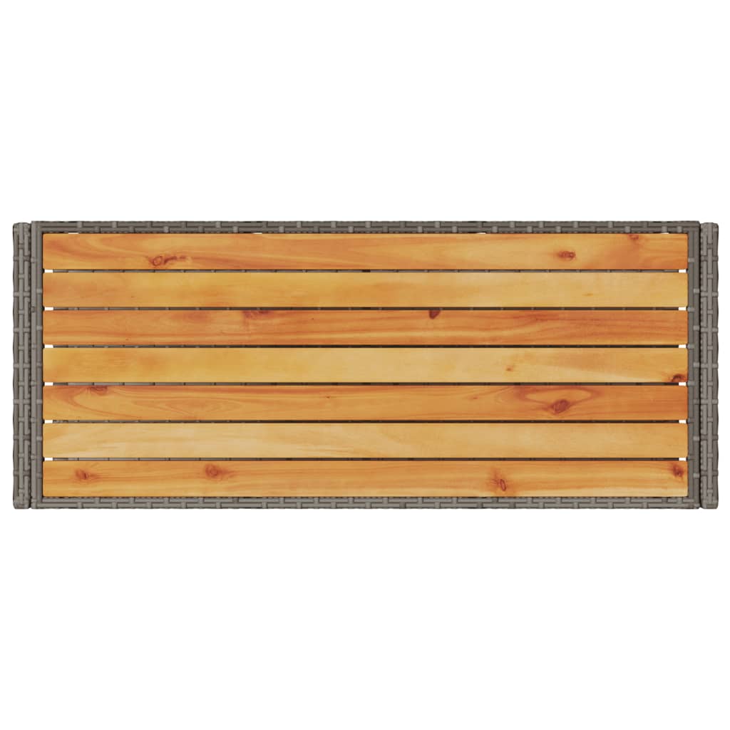 Bar Cart 3-Tier Grey Poly Rattan and Solid Wood Acacia
