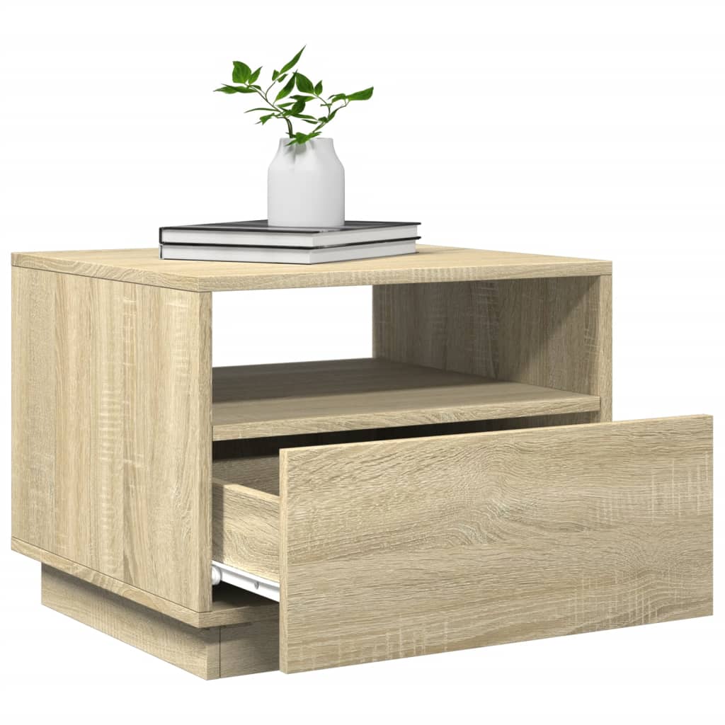 Coffee Table with LED Lights Sonoma Oak 50x49x40 cm
