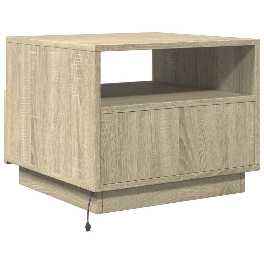 Coffee Table with LED Lights Sonoma Oak 50x49x40 cm