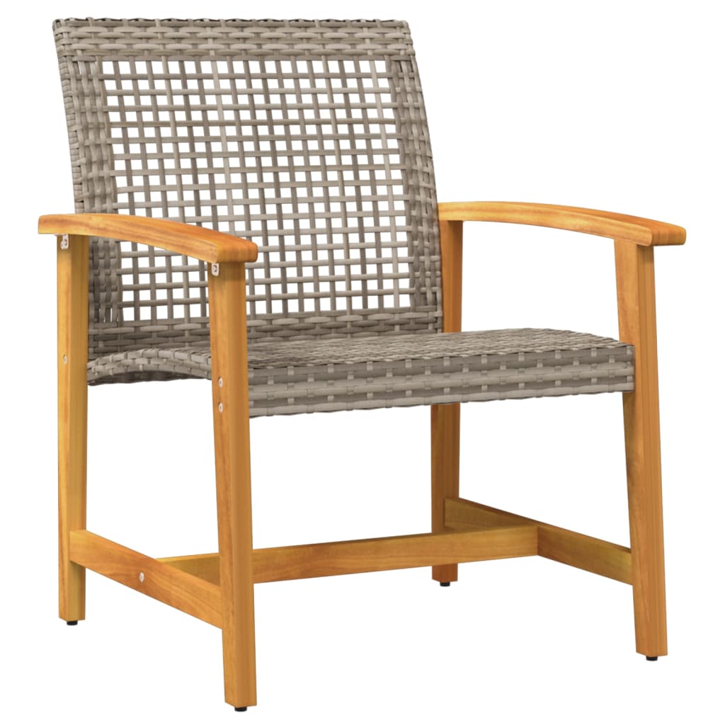 5 Piece Garden Lounge Set Grey Poly Rattan and Acacia Wood