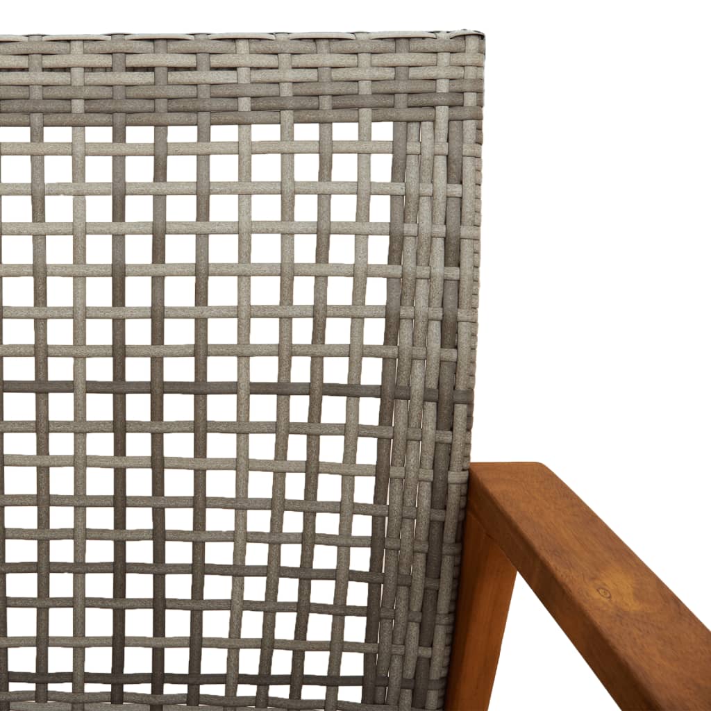 5 Piece Garden Lounge Set Grey Poly Rattan and Acacia Wood