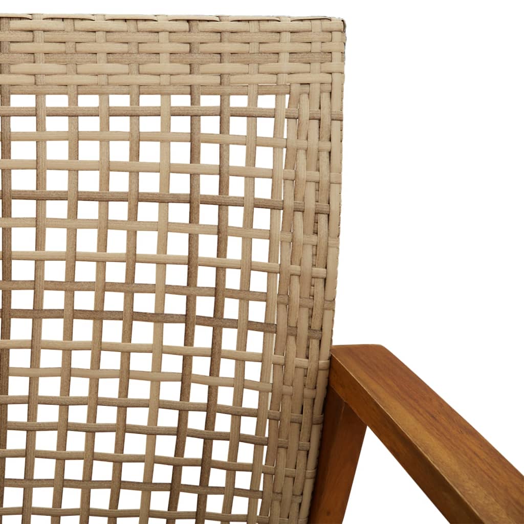 5 Piece Garden Lounge Set Beige Poly Rattan and Acacia Wood