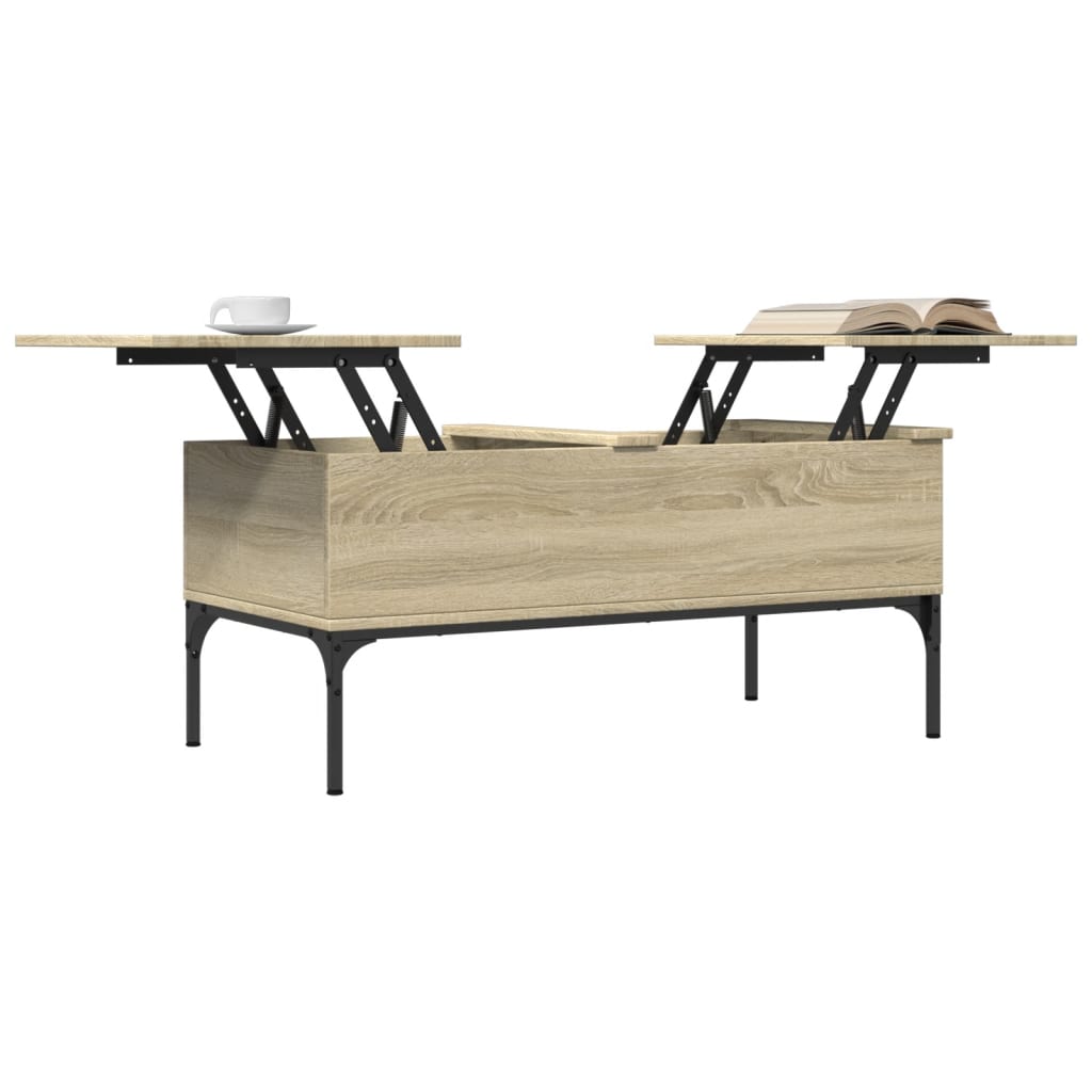 Coffee Table Sonoma Oak 100x50x45 cm Engineered Wood and Metal